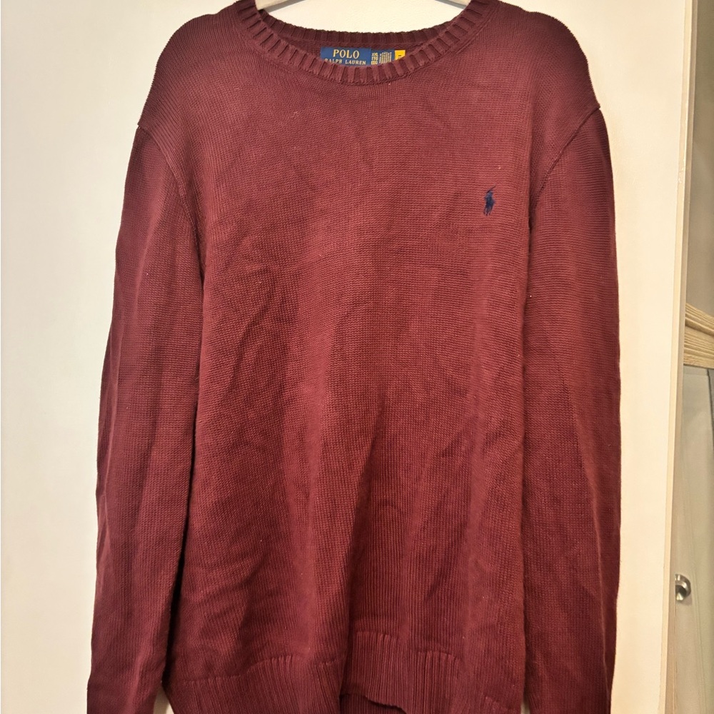 Ralph Lauren Red Crewneck Sweater Classic Knit